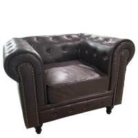 Πολυθρόνα ArteLibre AVERY Σκούρο Καφέ PU 100x90x73cm