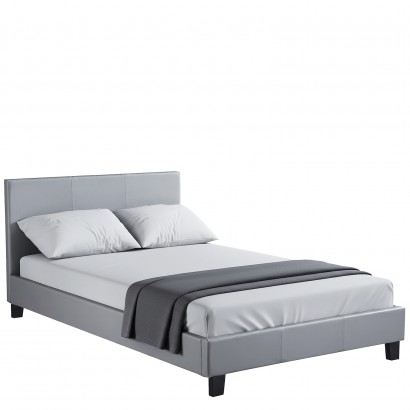 Κρεβάτι ArteLibre AZALEA Γκρι PU 213x131x88cm (Στρώμα 120x200cm)