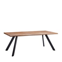 Τραπέζι Τραπεζαρίας ArteLibre AOSA Honey Maple-Μαύρο MDF-Μέταλλο 160x90x76cm