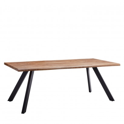 Τραπέζι Τραπεζαρίας ArteLibre AOSA Honey Maple-Μαύρο MDF-Μέταλλο 180x90x76cm