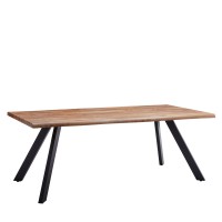 Τραπέζι Τραπεζαρίας ArteLibre AOSA Honey Maple-Μαύρο MDF-Μέταλλο 200x100x76cm