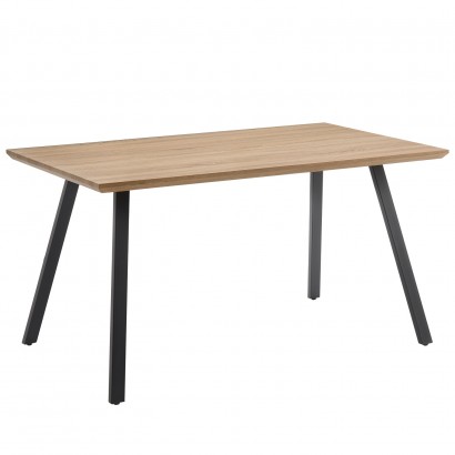 Τραπέζι Τραπεζαρίας ArteLibre ADONIS Sonoma-Μαύρο Μέταλλο-Μοριοσανίδα 140x80x76cm