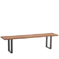 Παγκάκι Τραπεζαρίας ArteLibre AEMON Σκούρο Ακακία-Μαύρο Μέταλλο-MDF 180x40x47cm