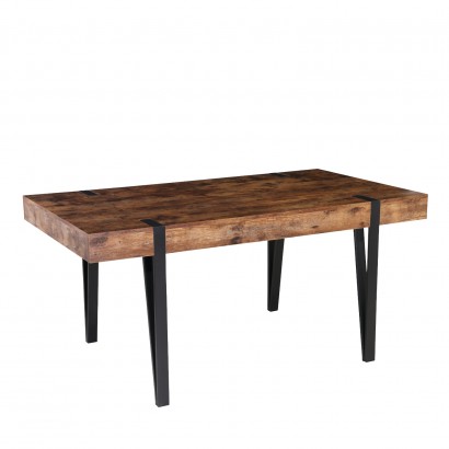 Τραπέζι Τραπεζαρίας ArteLibre ANDOR Καρυδί-Μαύρο MDF-Μέταλλο 160x90x75cm