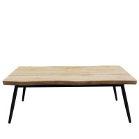Τραπεζάκι Σαλονιού ArteLibre ALMADA Φυσικό-Μαύρο Μοριοσανίδα-Μέταλλο 120x60x45cm