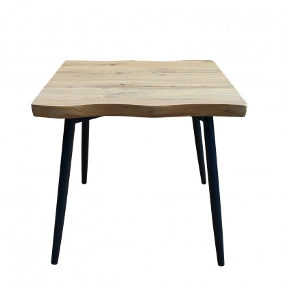 Τραπεζάκι Σαλονιού ArteLibre ALMADA Φυσικό-Μαύρο Μοριοσανίδα-Μέταλλο 60x60x45cm