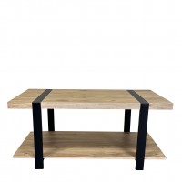 Τραπεζάκι Σαλονιού ArteLibre ESPINO Φυσικό-Μαύρο Μοριοσανίδα-Μέταλλο 100x50x45cm