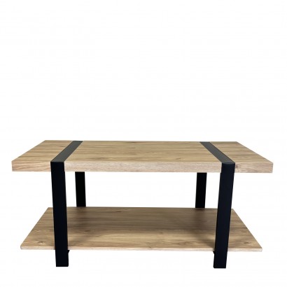 Τραπεζάκι Σαλονιού ArteLibre ESPINO Φυσικό-Μαύρο Μοριοσανίδα-Μέταλλο 100x50x45cm
