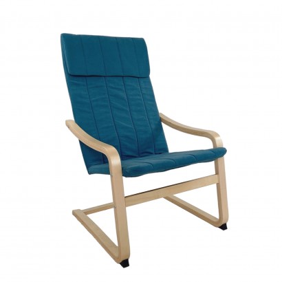 Πολυθρόνα ArteLibre NORDVIK Μπλε-Φυσικό Ύφασμα-Ξύλο 60x71x105cm