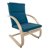 Πολυθρόνα ArteLibre VESNA Μπλε-Φυσικό Ύφασμα-Ξύλο 67x78x92cm