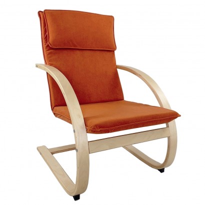Πολυθρόνα ArteLibre VESNA Πορτοκαλί-Φυσικό Ύφασμα-Ξύλο 67x78x92cm