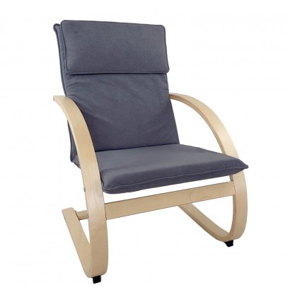 Πολυθρόνα ArteLibre VESNA Γκρι-Φυσικό Ύφασμα-Ξύλο 67x78x92cm