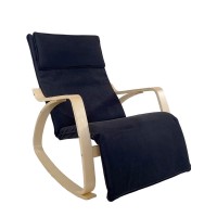 Πολυθρόνα Κουνιστή ArteLibre LUNDRA Μαύρο-Φυσικό Ύφασμα-Ξύλο 67x127x91cm