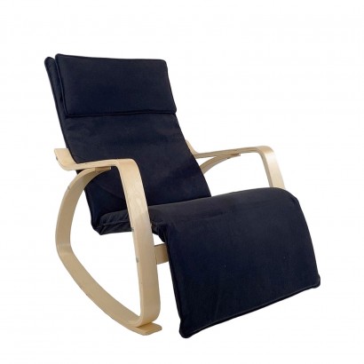 Πολυθρόνα Κουνιστή ArteLibre LUNDRA Μαύρο-Φυσικό Ύφασμα-Ξύλο 67x127x91cm