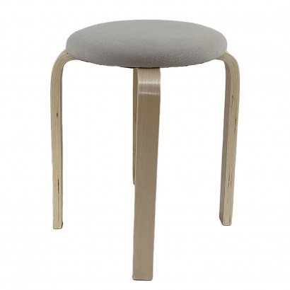 Σκαμπό ArteLibre MILOA Mπεζ-Φυσικό Ύφασμα-Ξύλο 42x42x45cm