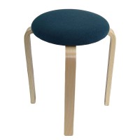 Σκαμπό ArteLibre MILOA Μπλε-Φυσικό Ύφασμα-Ξύλο 42x42x45cm