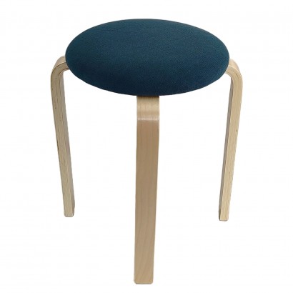 Σκαμπό ArteLibre MILOA Μπλε-Φυσικό Ύφασμα-Ξύλο 42x42x45cm