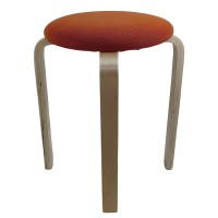 Σκαμπό ArteLibre MILOA Πορτοκαλί-Φυσικό Ύφασμα-Ξύλο 42x42x45cm