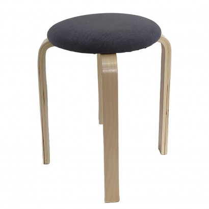 Σκαμπό ArteLibre MILOA Γκρι-Φυσικό Ύφασμα-Ξύλο 42x42x45cm