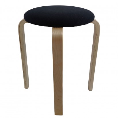 Σκαμπό ArteLibre MILOA Μαύρο-Φυσικό Ύφασμα-Ξύλο 42x42x45cm