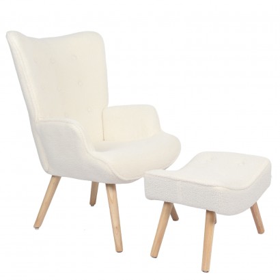 Πολυθρόνα ArteLibre AMARANTHUS Με Υποπόδιο Μπεζ 98x70x77cm