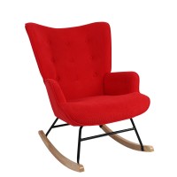 Πολυθρόνα Κουνιστή ArteLibre CANDY CANE Κόκκινο Ύφασμα-Μέταλλο-Ξύλο 91x67x86cm