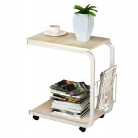 Γραφείο Λάπτοπ Βοηθητικό ArteLibre SOMATERIA Φυσικό-Λευκό MDF-Μέταλλο 51x30x56cm