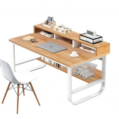 Γραφείο ArteLibre ALECTORIS Καφέ-Λευκό MDF-Μέταλλο 100x60x73cm