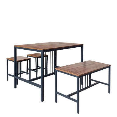 Σετ Τραπεζαρία (3+1) ArteLibre GOMTI Καφέ-Μαύρο MDF-Μελαμίνη 110x70x75cm