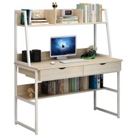 Γραφείο ArteLibre LILY FRANS Maple-Λευκό MDF-Μέταλλο 100x48x135cm