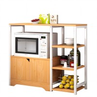 Ραφιέρα Κουζίνας ArteLibre LYNX Δρυς-Λευκό MDF-Μέταλλο 80x30x71cm