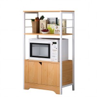 Ραφιέρα Κουζίνας ArteLibre GORAL Δρυς-Λευκό MDF-Μέταλλο 60x30x95cm