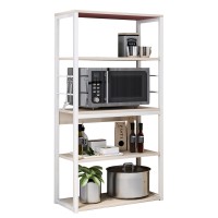 Ραφιέρα Κουζίνας ArteLibre PUFFIN Maple-Λευκό MDF-Μέταλλο 50x30x129cm