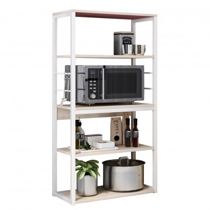 Ραφιέρα Κουζίνας ArteLibre PUFFIN Maple-Λευκό MDF-Μέταλλο 50x30x129cm