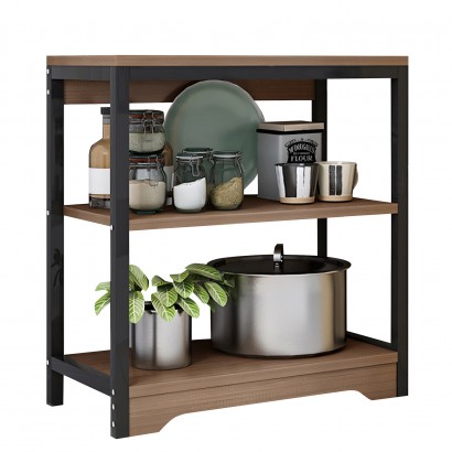 Ραφιέρα Κουζίνας ArteLibre OTTER Καφέ Σκούρο-Μαύρο MDF-Μέταλλο 60x30x66cm