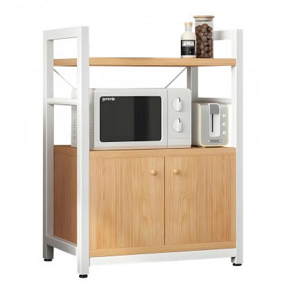 Ραφιέρα Κουζίνας ArteLibre STOAT Φυσικό-Λευκό MDF-Μέταλλο 60x36x82cm