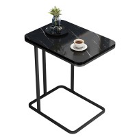 Τραπεζάκι Βοηθητικό ArteLibre RIONI Μαύρο Με Όψη Μαρμάρου MDF-Μέταλλο 50x30x58cm