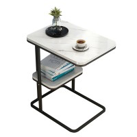Τραπεζάκι Βοηθητικό ArteLibre ALAZANI Λευκό Με Όψη Μαρμάρου MDF-Μέταλλο 50x30x58cm