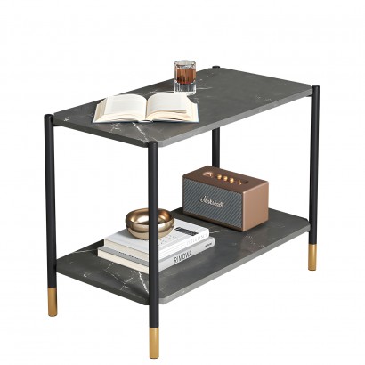 Τραπεζάκι Σαλονιού ArteLibre ASSA Γκρι Με Όψη Μαρμάρου MDF-Μέταλλο 60x40x55cm