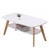Τραπεζάκι Σαλονιού ArteLibre KHOBI Λευκό-Φυσικό MDF-Ξύλο 100x48x45cm
