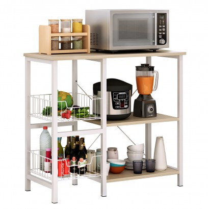 Ραφιέρα Κουζίνας ArteLibre SEAL Maple-Λευκό MDF-Μέταλλο 80x35x75cm