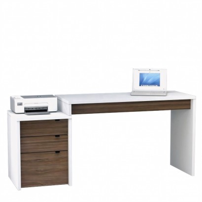 Γραφείο Επαγγελματικό ArteLibre EDELWEISS Λευκό-Καρυδί Μοριοσανίδα 120x60x75cm