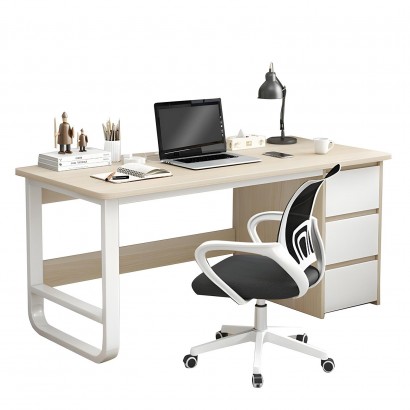 Γραφείο ArteLibre MERGELLUS Φυσικό-Λευκό MDF-Μέταλλο 120x50x74cm