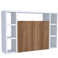 Γραφείο Τοίχου Ανοιγόμενο ArteLibre AMORGOS Λευκό-Καρυδί Μοριοσανίδα 90x20+46x60cm