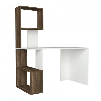 Γραφείο-Βιβλιοθήκη ArteLibre ArteLibre SIROS Λευκό-Καρυδί Μοριοσανίδα-Μελαμίνη 120x60x74-148cm