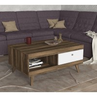 Τραπεζάκι Σαλονιού ArteLibre Hios Λευκό-Σκούρο Καφέ Μοριοσανίδα-Μελαμίνη 100x65x47cm