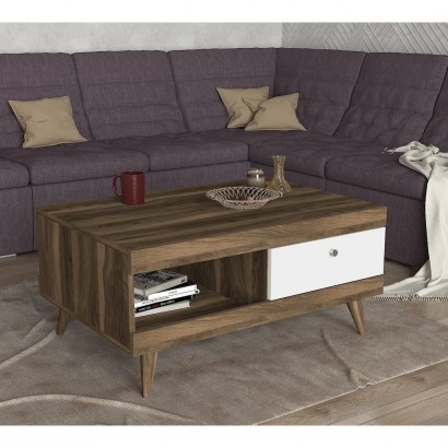 Τραπεζάκι Σαλονιού ArteLibre Hios Λευκό-Σκούρο Καφέ Μοριοσανίδα-Μελαμίνη 100x65x47cm