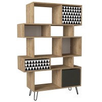 Βιβλιοθήκη ArteLibre MATCH Με Σχέδιο Φυσικό-Ανθρακί Μοριοσανίδα 95x35x150cm