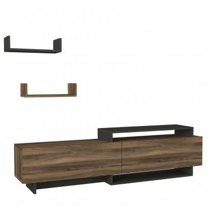 Σύνθετο ArteLibre WENDY Καρυδί-Ανθρακί 180x31.4x48.6cm