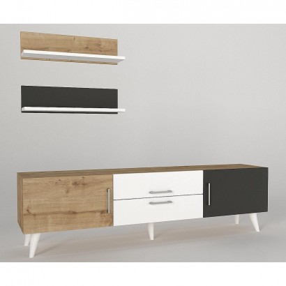 Σύνθετο ArteLibre OREGON Sapphire-Ανθρακί-Μπεζ Μοριοσανίδα 160x32x45cm